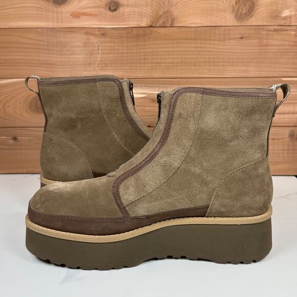 UGG Women Cityfunc Zip Water-Resistant Platform Bootie Hickory Suede Size 12 - Picture 13 of 15